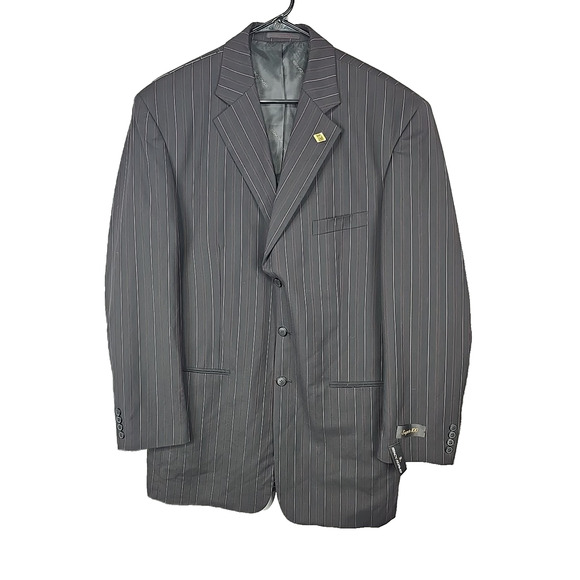 Stacy Adams Coach Men's Blazer Suit Jacket 40L Dark Brown/mauve Pinstripe - NWT - Picture 1 of 7